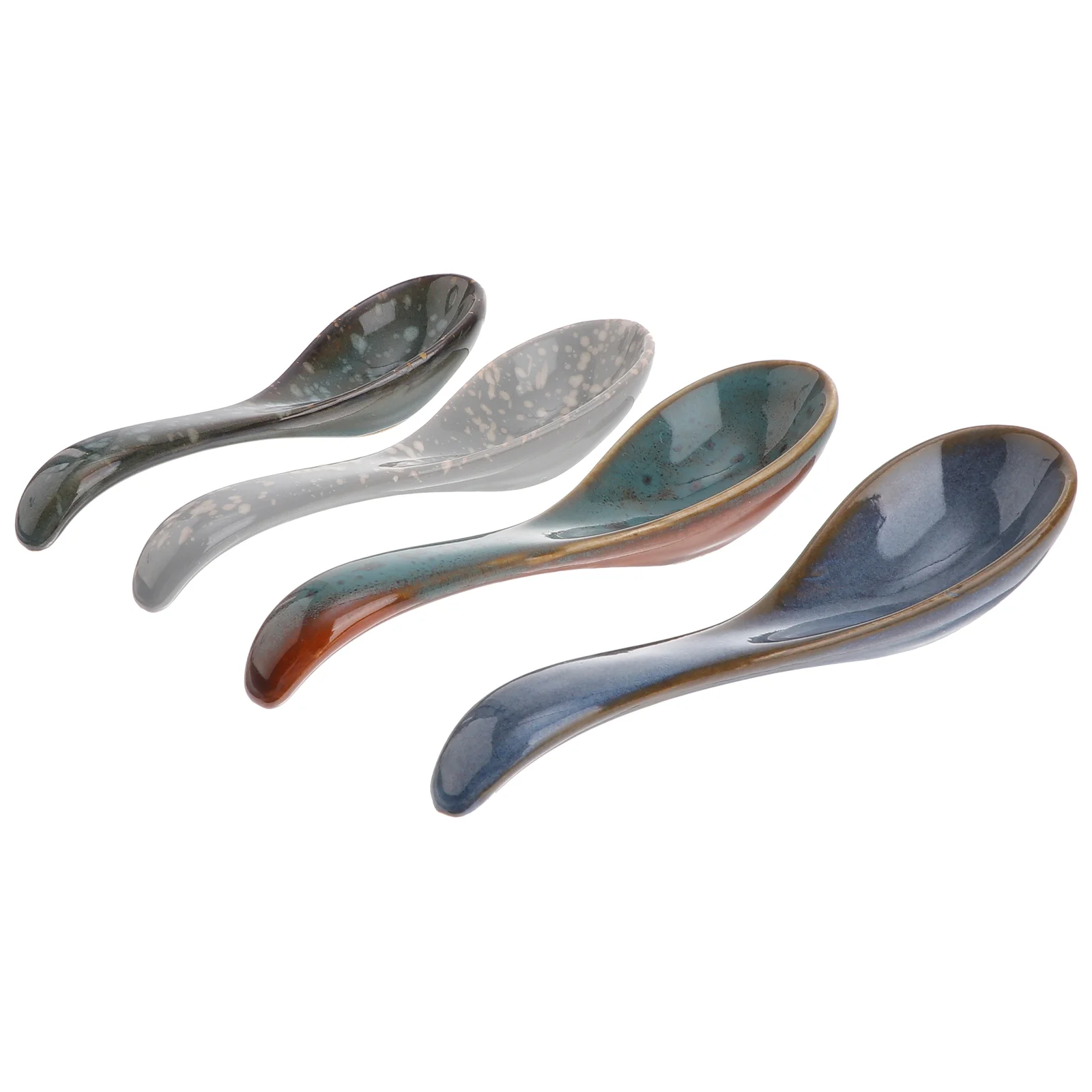 

4 Pcs Ceramic Spoon Japanese Spoon Small Spoons Condiment Chinese Rice Spoon Ceramics Kitchen Mixing Spoon Banquet