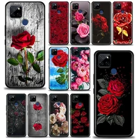 bright red rose flowers for realme c1 c2 c21y c25 c12 case soft back cover phone cases for oppo realme gt 5g gt2 neo2 coque