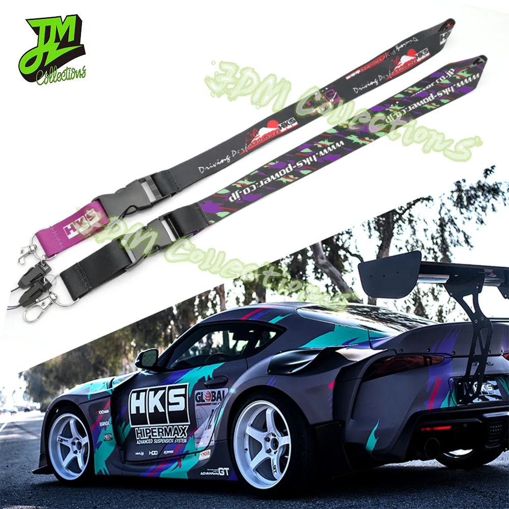 

1PCS HKS Logo Car Neck Lanyard JDM Style Cell Phone Work ID Card Hanging Rope Creative Gifts For Man Auto Keychain Accessories