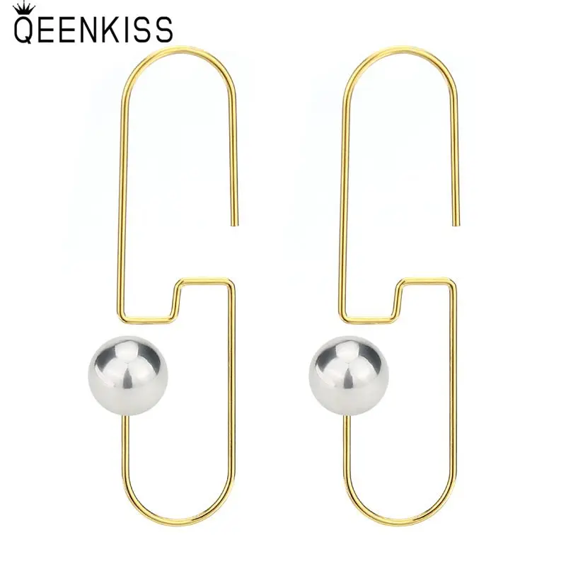 

QEENKISS EG8215 Fine Jewelry Wholesale Fashion Woman Girl Wedding Birthday Gift Geometric Titanium Stainles Steel Drop Earrings