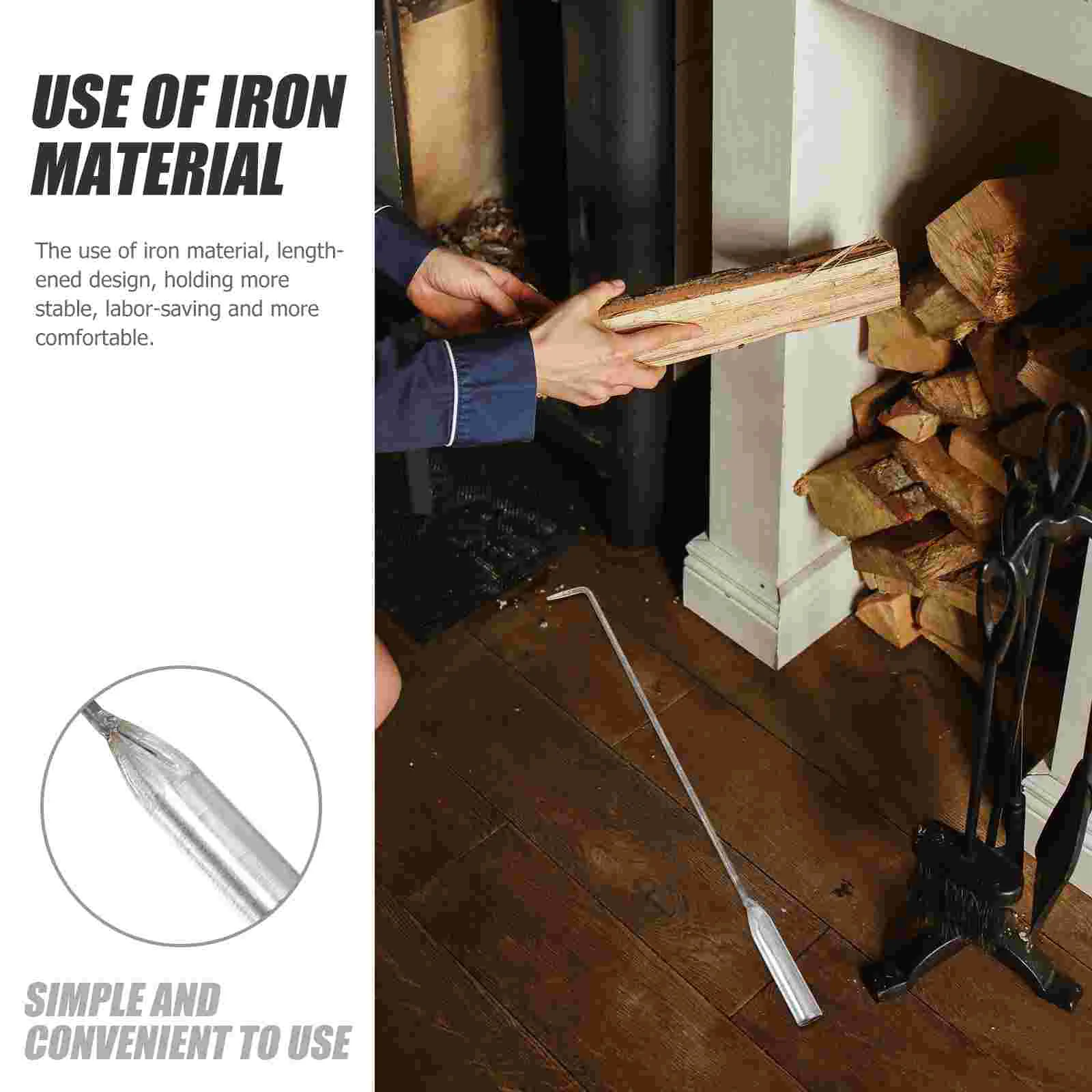 Coal Hook Multi-function Fireplace Poker Tools Pit Clip Tongs Iron Camping Outdoor Accessories