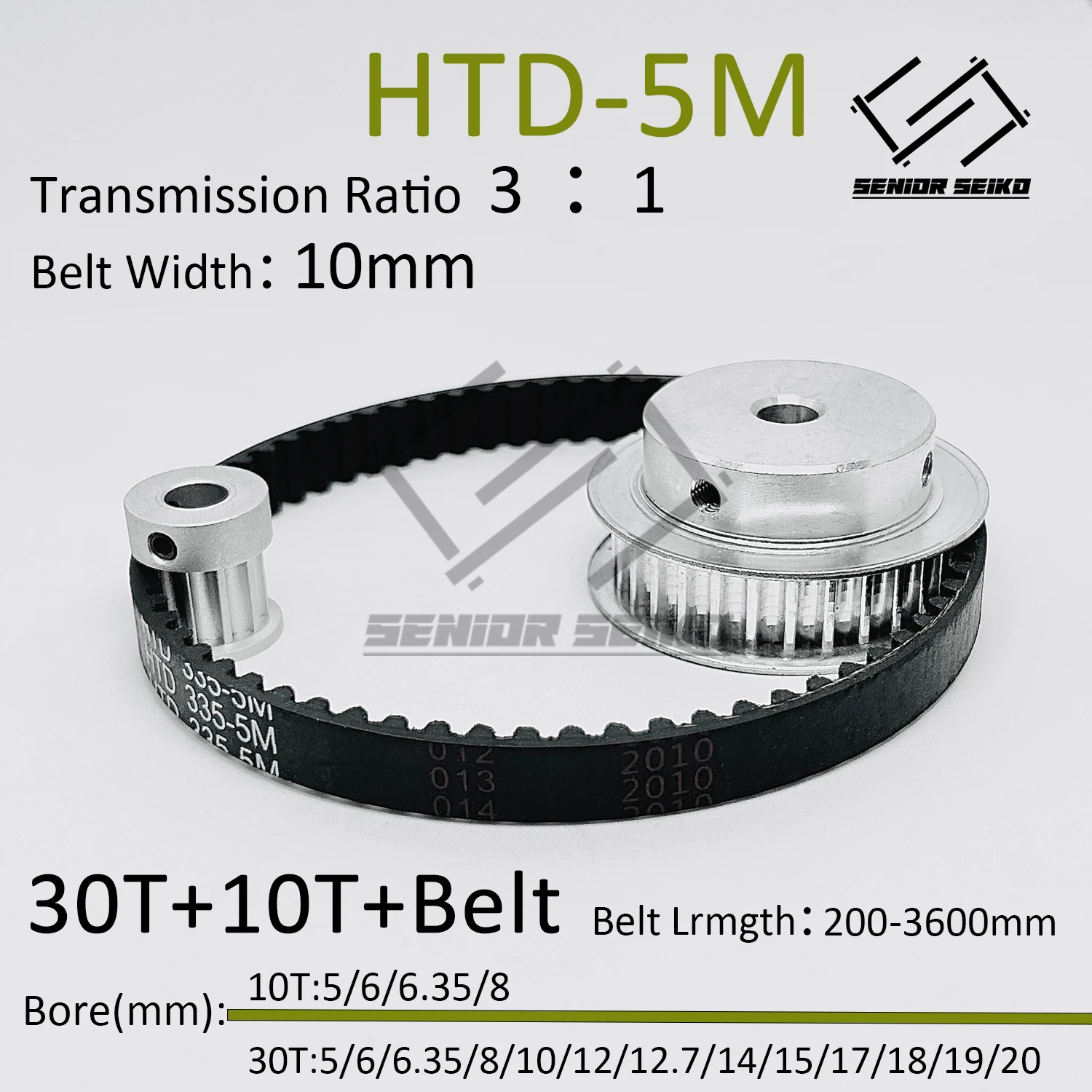HTD5M 30 зубьев 10T Комплект ремней зубчатого шкива Ширина ремня 10 мм Отверстие