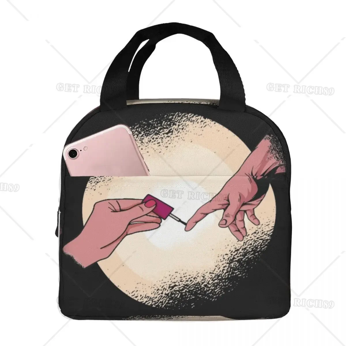 

Забавная сумка для ланча для женщин для маникюра и полировки ногтей, портативная Изолированная Холщовая Сумка-холодильник, термальная школьная сумка для маникюра