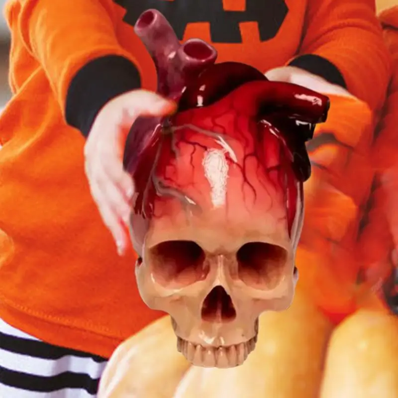 Статуэтка-Скелет из смолы ручная работа статуя Сердце Череп Хэллоуин ужасные