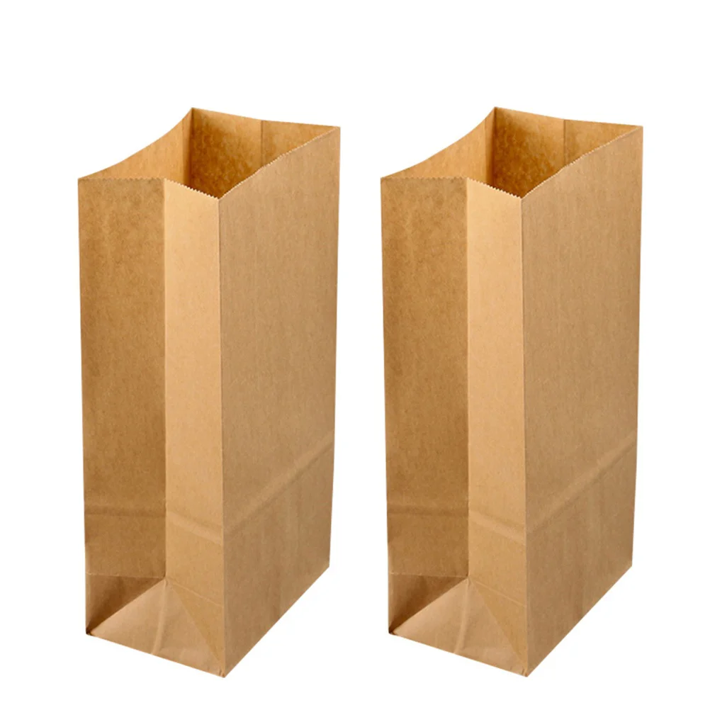 

50PCS Kraft Paper Bags Bread Bag Grocery Sack Lunch Bags Square Bottom Storage Bags for Gift Candy Breakfast Bread