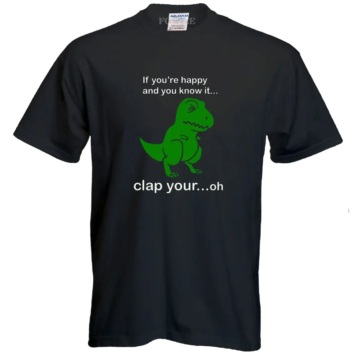 

If You Happy Know Dinosaur Clap Your Oh Men T Shirts Kool Nerd Hat Print Tee Shirts Large Retro Tops New Arrivals Man Clothing