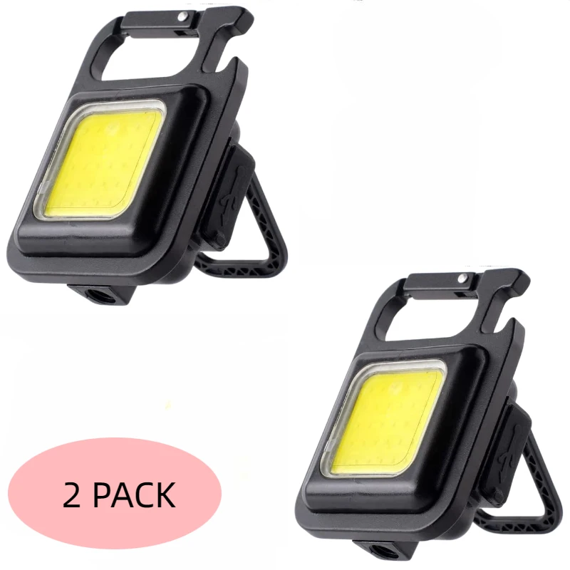 

Rechargeable COB Mini Keychain Light Portable Work Lamp Bottle Opener Outdoor Flashlight-Perfect for Camping and Hiking-2Pack