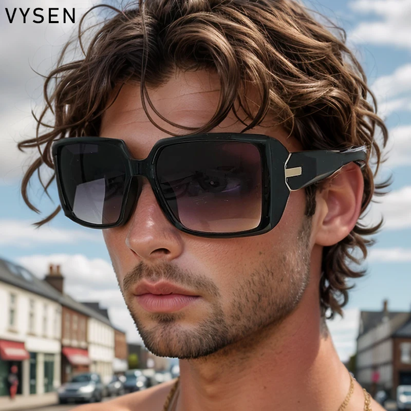 Солнцезащитные очки в прямоугольной оправе UV400 для мужчин и женщин оверсайз