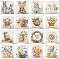 spring easter home decor cushion cover duck bunny easter eggs printed pillow covers holiday decorations square throw pillowcase