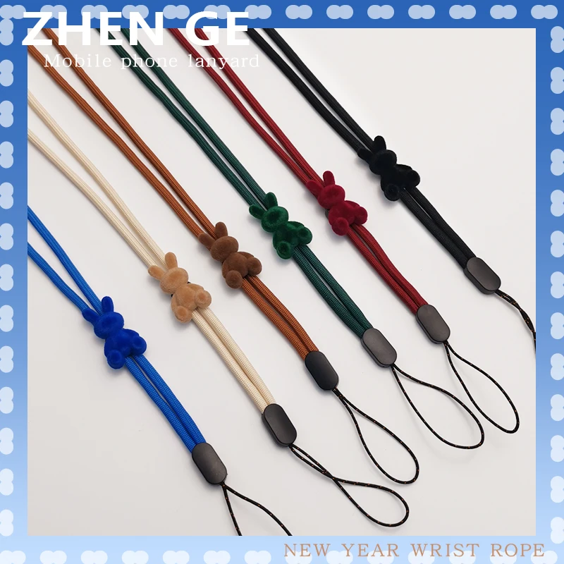 Long Neck Knitting Plush Rabbit Belt Hanging Shell Universal Chain Phone Shell Anti-loss Sling Lanyard Mobile Phone Hanging Rope