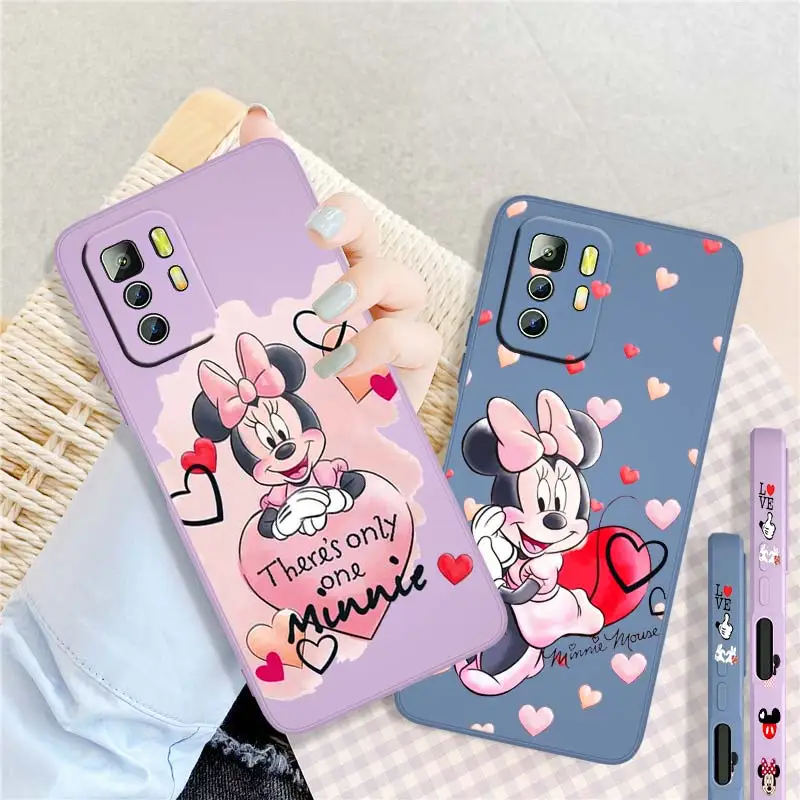 

Pink Mickey Mouse Disney For Xiaomi Redmi Note 11 10S 10 9S 9T 9 8T 8 Pro Plus 7 6 5 4G 5G Liquid Left Rope Soft Phone Case
