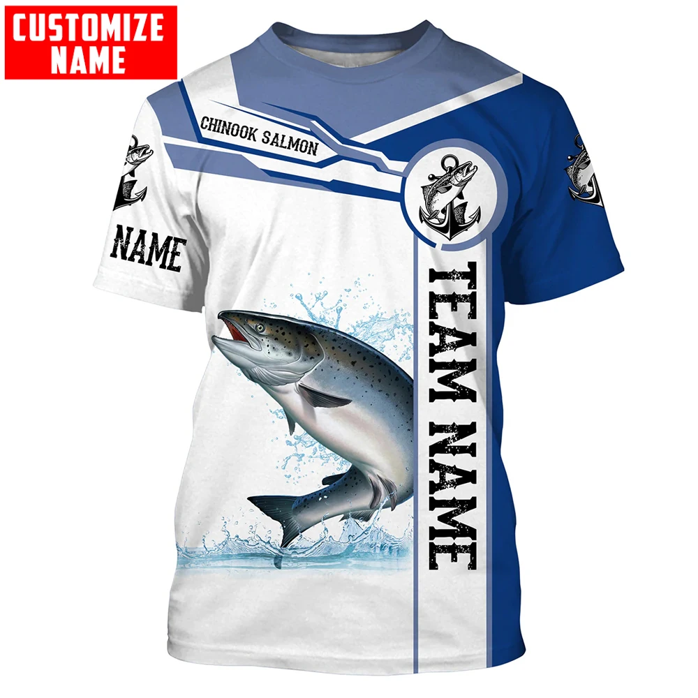 

salmon fishing Customize name and team 3D All Over Printed Mens t shirt Cool Summer Unisex Casual Short sleeve T-shirt TX264