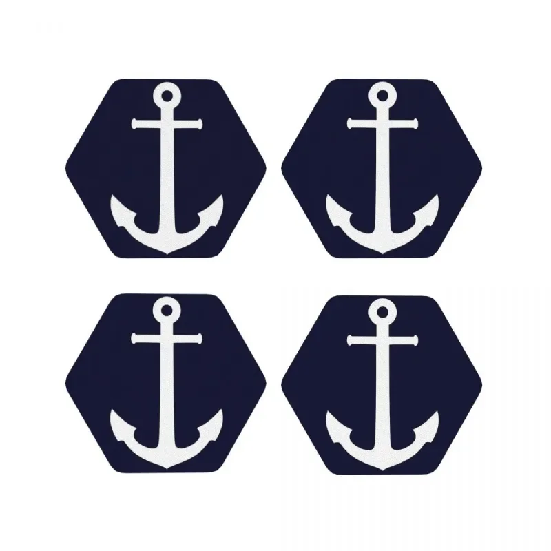 

White Anchor On Navy Blue Coasters Decoration And Accessories For Table Utensils For Kitchen Placemats Napkins Coffee Mat