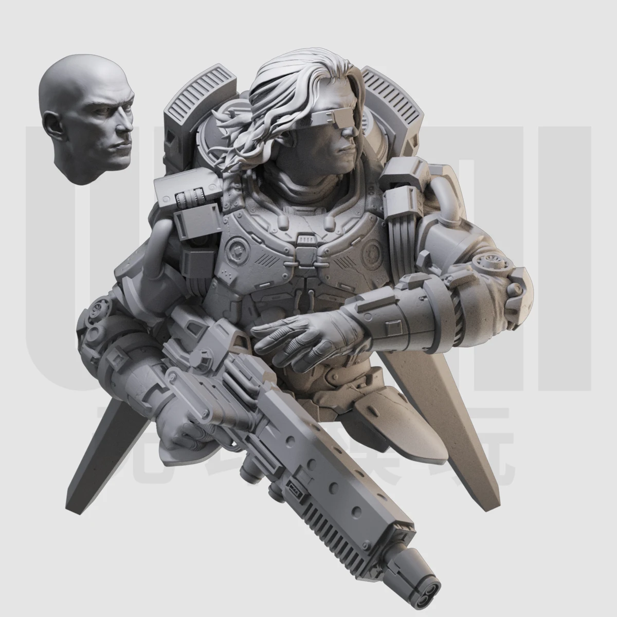 

1/10 bust with double head resin white mold GK figure model
