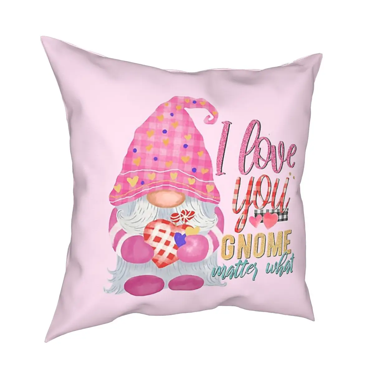

I Love You Gnome Matter What Valentine's Day Pillowcase Soft Cushion Cover Pillow Case Cover for Home Double-sided Printing