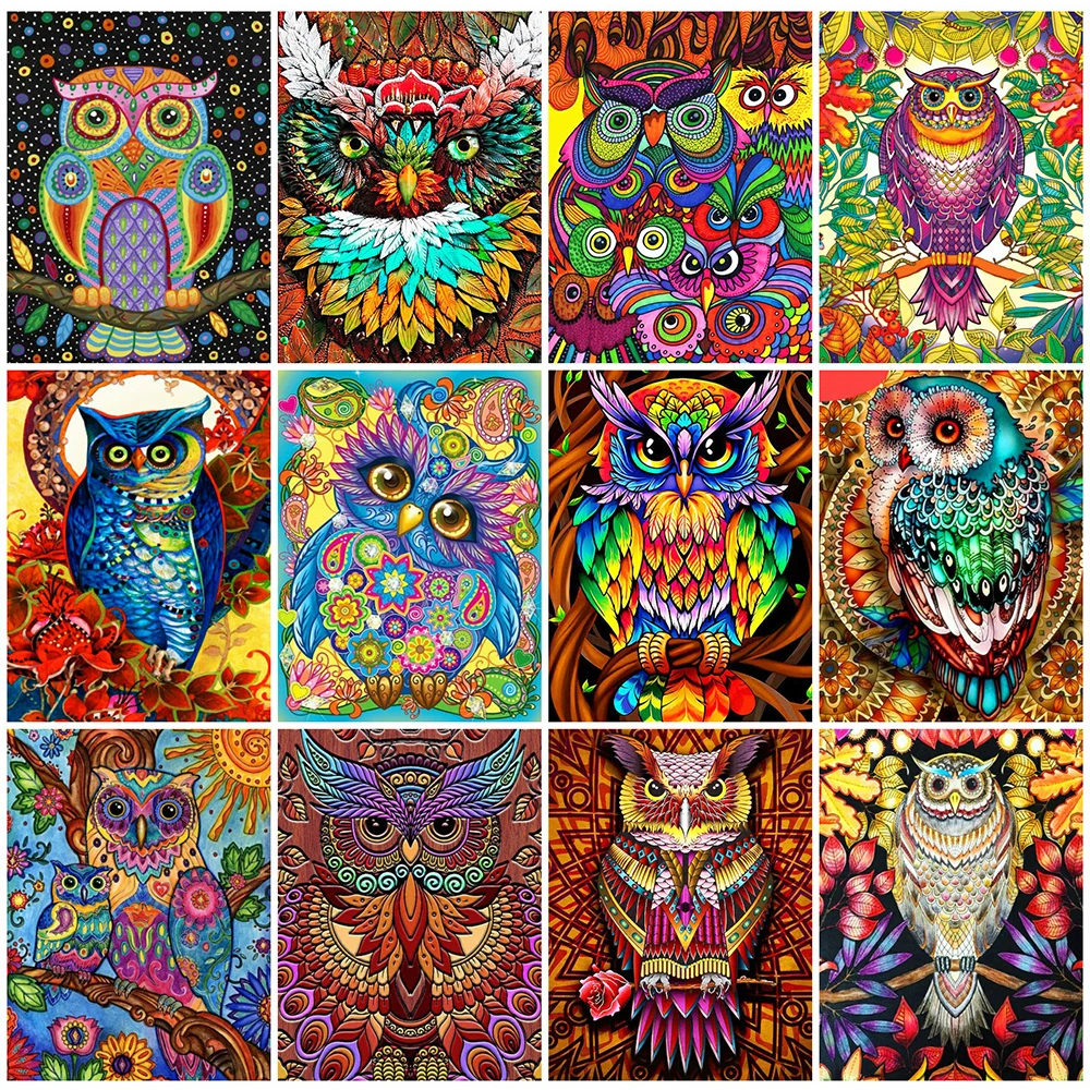 

EverShine 5D Diamond Mosaic Animal Picture Rhinestones Diamond Painting Owl Full Square Drill Embroidery Beaded Kits Home Decor