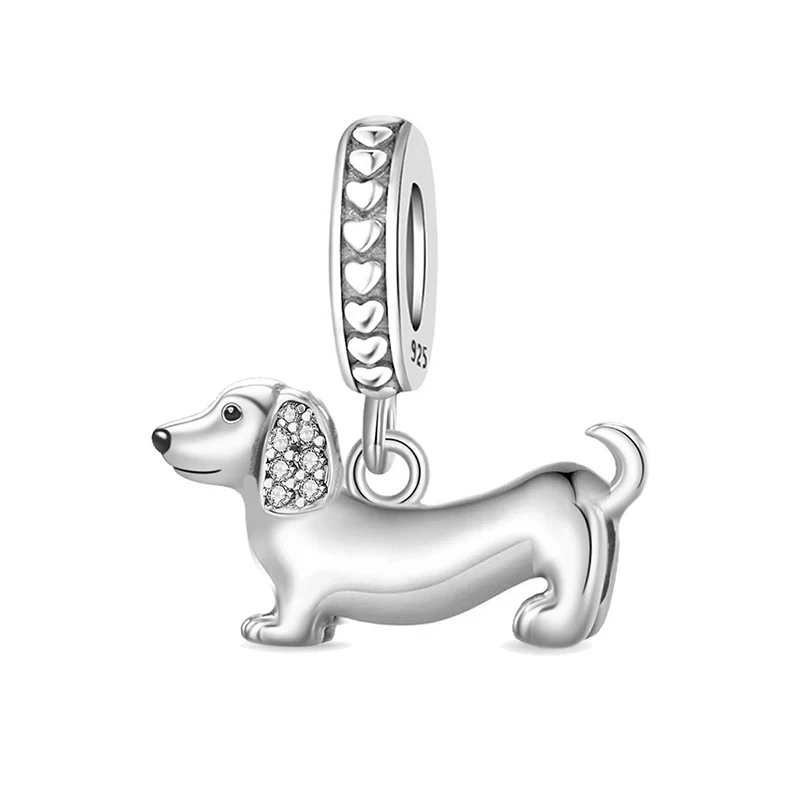 Чемодан из стерлингового серебра 925 пробы животные сердце бусина защитная