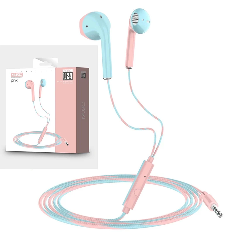 

U24 Wire Stereo Earphone 3.5MM IN-Ear Headphone Running Music Game Earphone Noise Cancel For Mobile Phone PC PAD Laptop With Mic