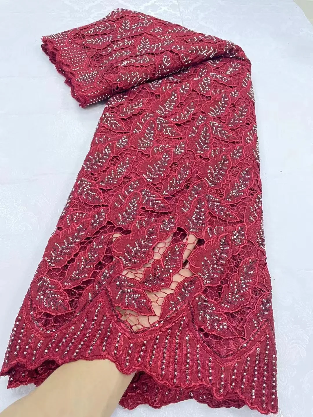 Нигерийская хлопковая кружевная ткань 2024 новейшая Африканская Хлопковая с