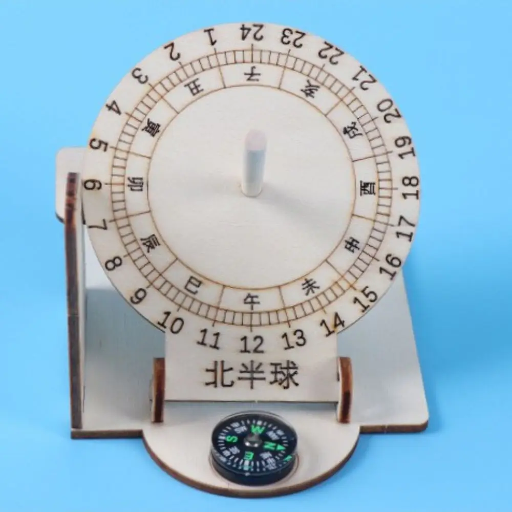 

Desk Decoration DIY Materials Equatorial Sundial Sundial Scientific Model Wooden Clock Educational Toys Teaching Aid