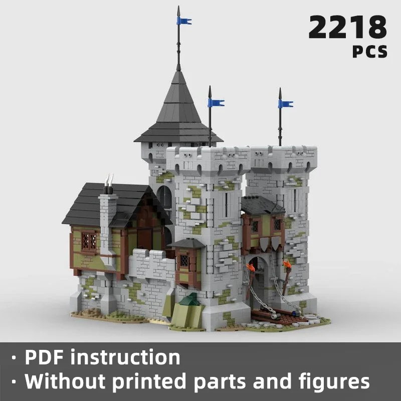 Средневековый Черный замок кирпичи крепость держите рыцарские блоки модульный
