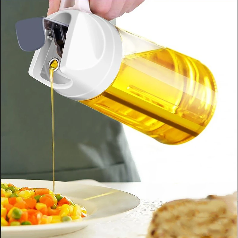 

Oil Cruet Kitchen Glass Storage Oil Bottle Tank Olive Oil Dispenser Bottle Automatic Opening and Closing Condiment Container