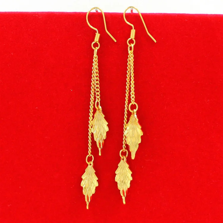 

Вьетнамские длинные серьги-кисточки с переводными бусинами Женские Евро Феникс устойчивость цвета лист антиаллергенные ювелирные изделия