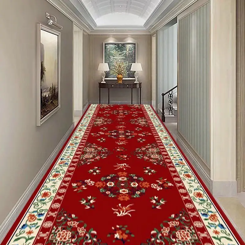 

Classical European Lobby Carpet Grid Floral Corridor Hallway Carpet Living Room Area Rug Home Decor Bedroom Anti Slip Long Rugs