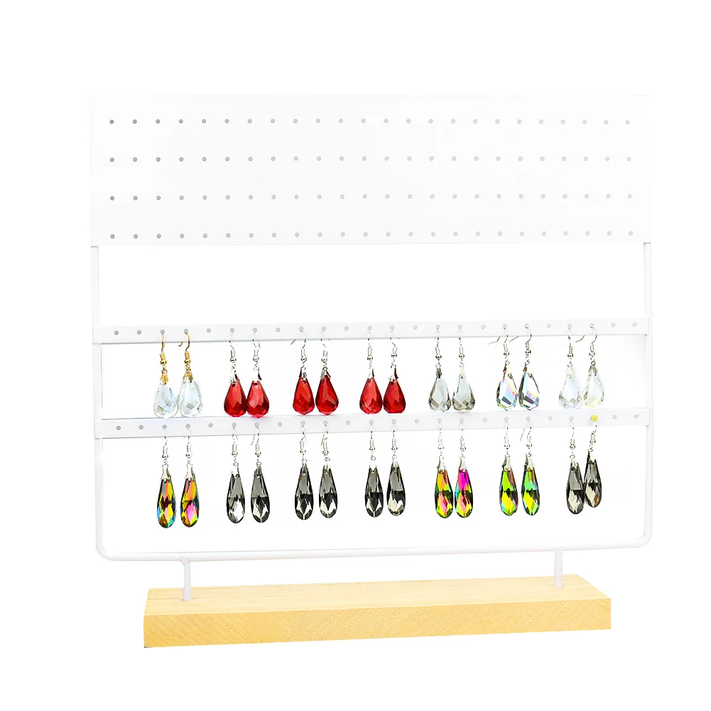 

144 Holes Metal Vertical Detachable Jewelry Earring Necklace Display Stand Storage Rack Decor Shelves Photo Props Home Accessory