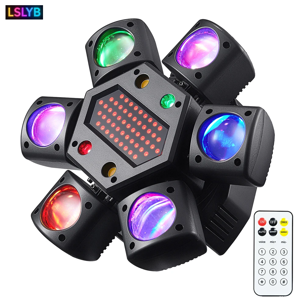 

2025 80 Вт мини 6-рычажный луч с узором для вечеринки, сценический светильник, диско-лучевой светильник, лазер + узор + луч + вспышка + пиксель, 5 в 1, вращающиеся DJ-светильники