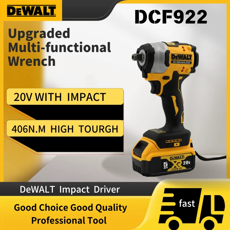 Dewalt DCF922 Бесщеточный ударный гайковерт 205 Нм Крутящий момент 20 В Зарядка литиевой