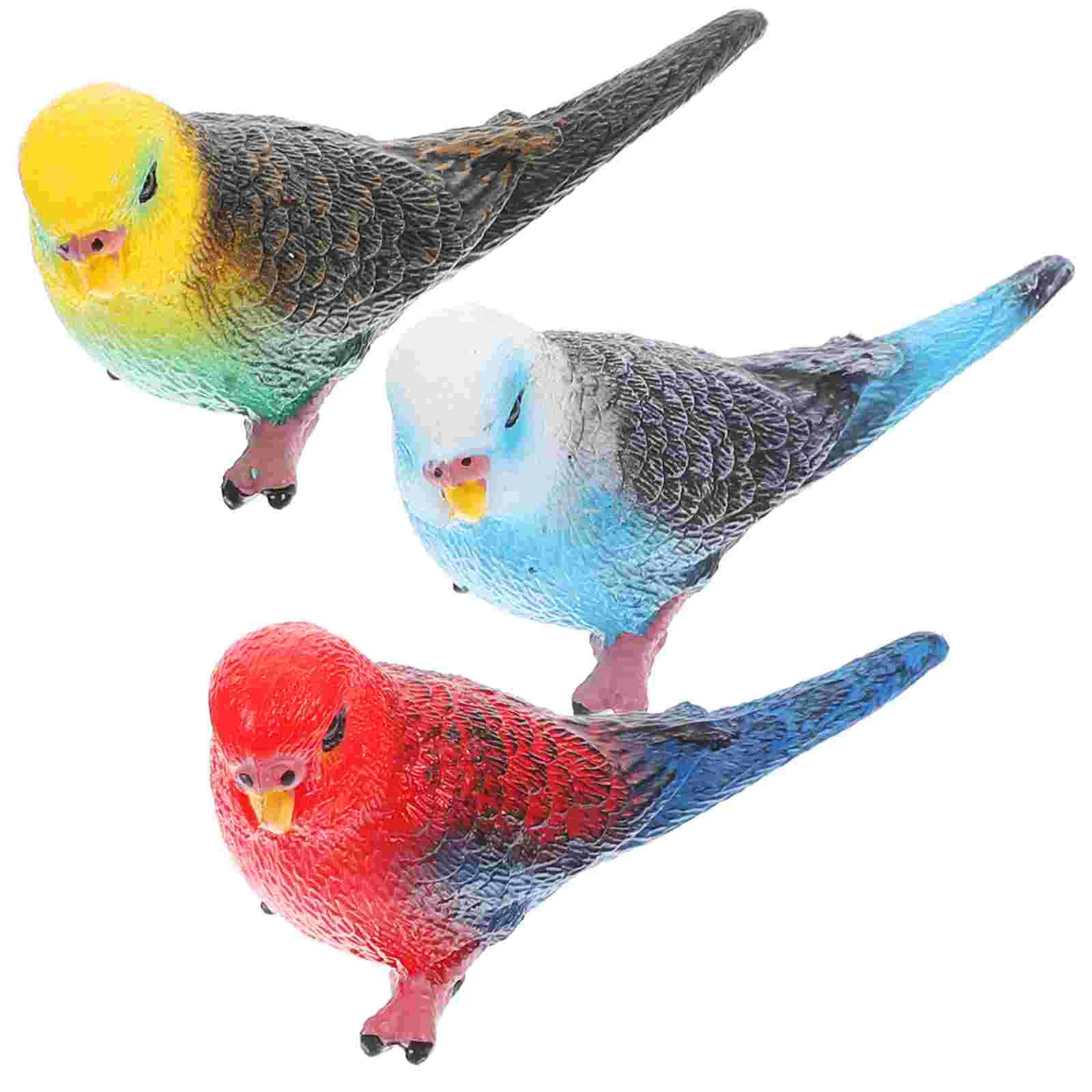 

3pcs Simulated Parrot Ornament Artificial Garden Bird Statue Realistic Parrot Adornment