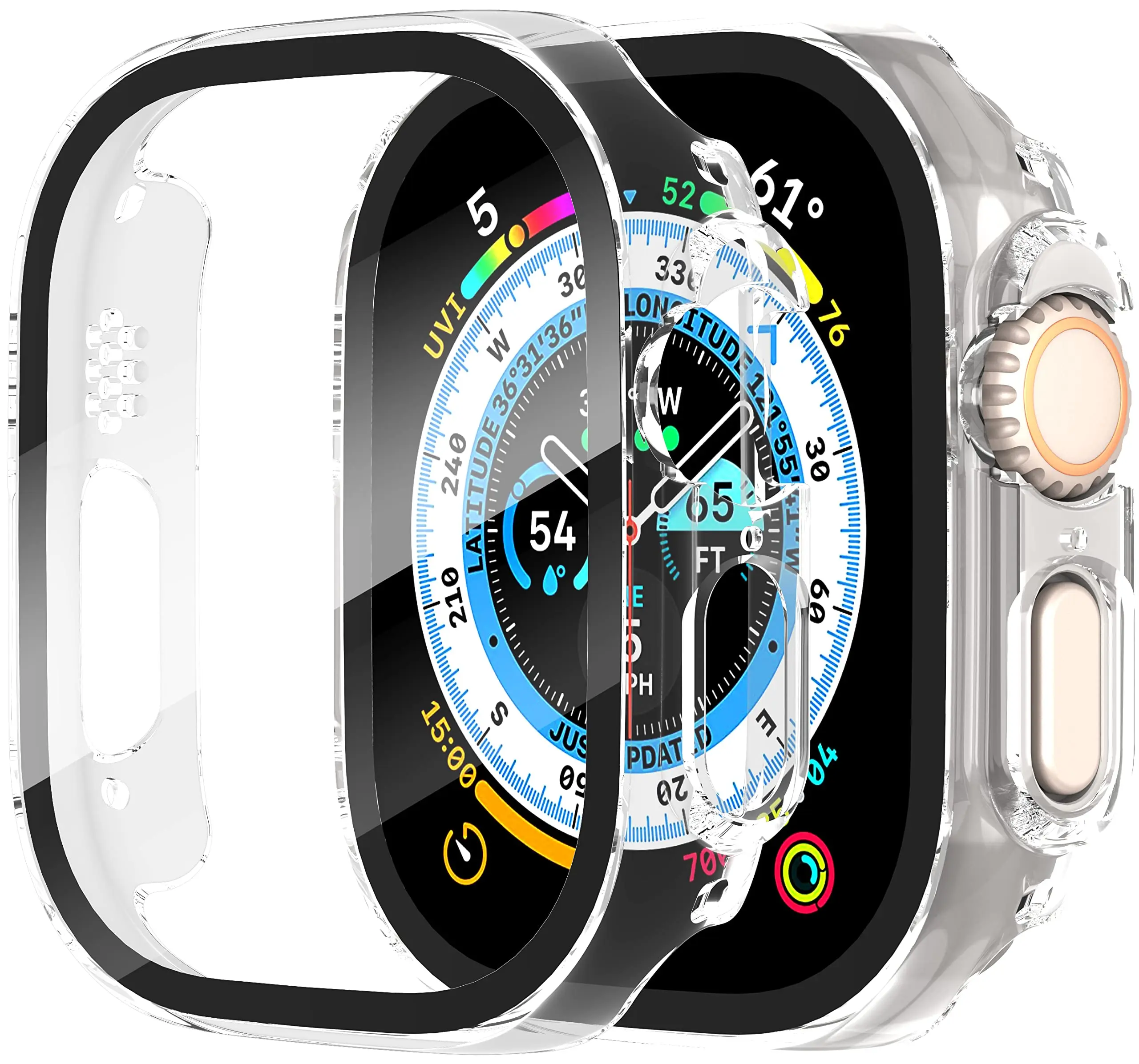 

Стекло + фотоэлемент для Apple Watch Ultra 49 мм, ремешок для умных часов, бампер для ПК + защита экрана, закаленное покрытие, серия iwatch Ultra, аксессуары