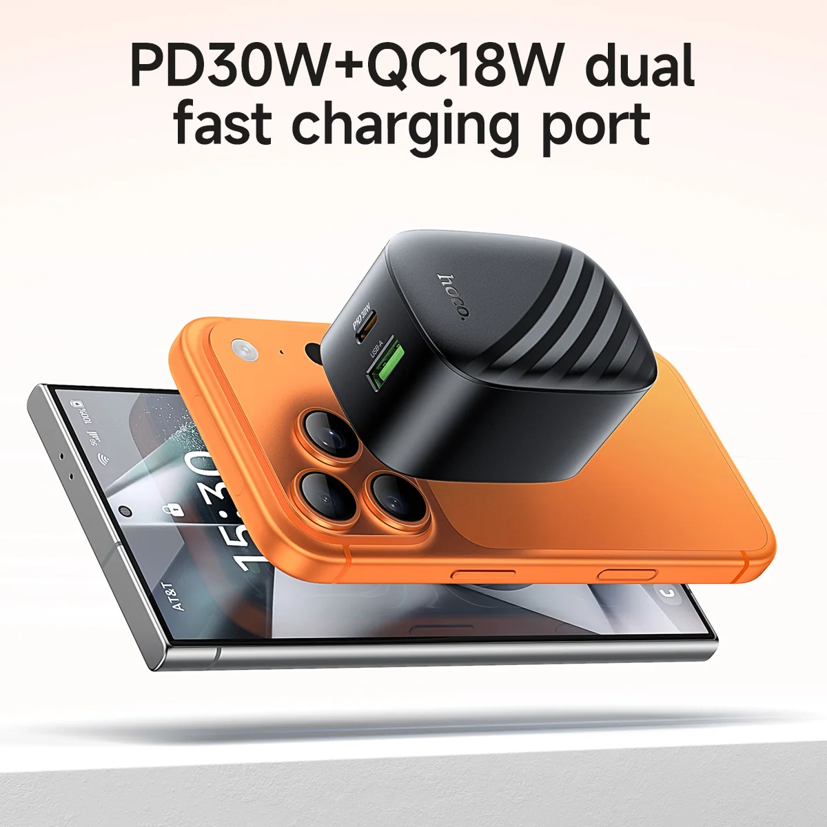 Фото Зарядное устройство HOCO EU PD30W с откидным штекером для быстрой зарядки телефонов iPhone 17 16 Pro Max, USB-C, QC3.0, адаптер быстрой зарядки для Samsung №2
