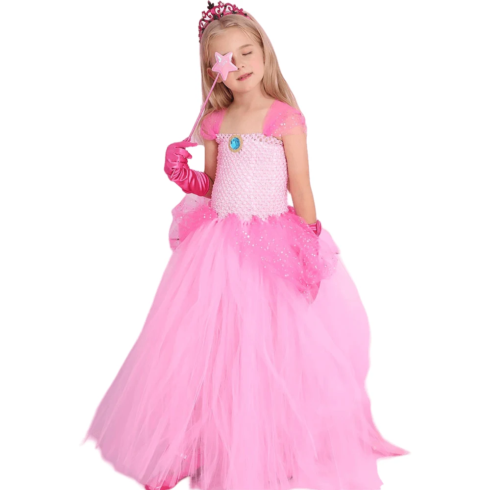 

Pink Princess Dress Costume Cosplay Halloween Tutu Costumes Anime Cosplay Dress for Kids Purim Birthday Party