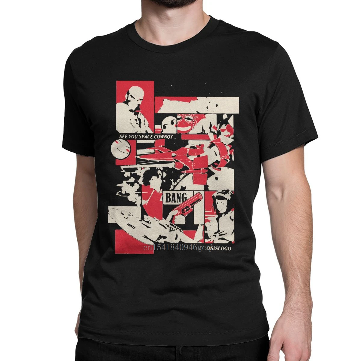 

Fun Cowboy Bebop T-Shirts for Men Round Neck Cotton T Shirt Anime Manga Japan Short Sleeve Tee Shirt Big Size Clothing