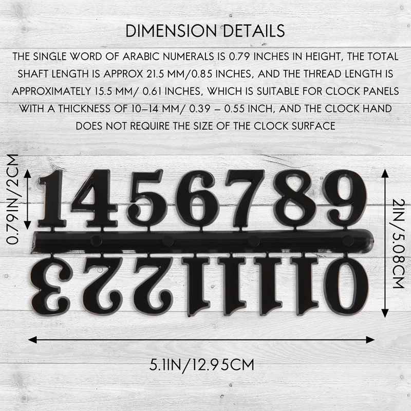 6Pcs Quartz Clock Movement Mechanism Replacement Clock Numerals Kit For DIY Wall Clock Handicrafts Repair Clock Parts