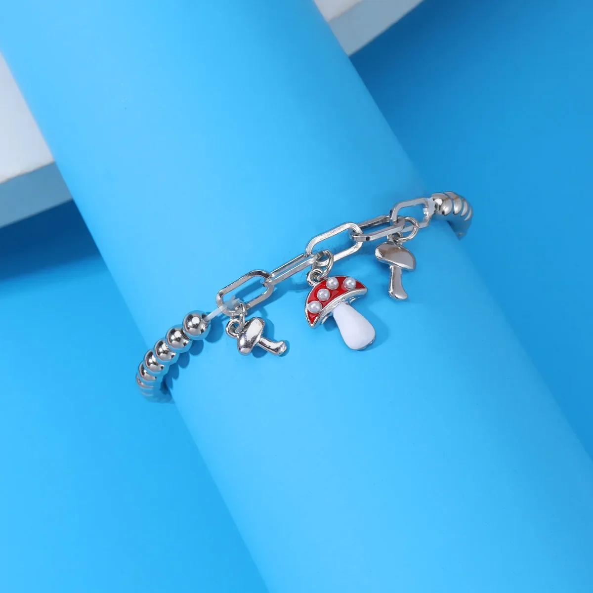CuteSimple Mushroom Alloy Drip Oil Beads CCB + эластичный браслет с металлической цепочкой прямая