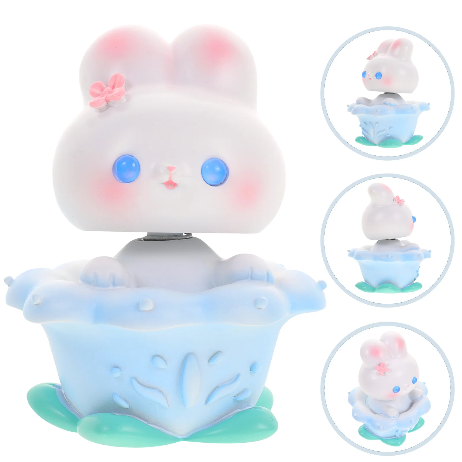 

Bunny Rabbit Easter Figurines Figurine Decorations Miniature Statues Spring Decor Table Dashboard Sculpture Car Head Shaking