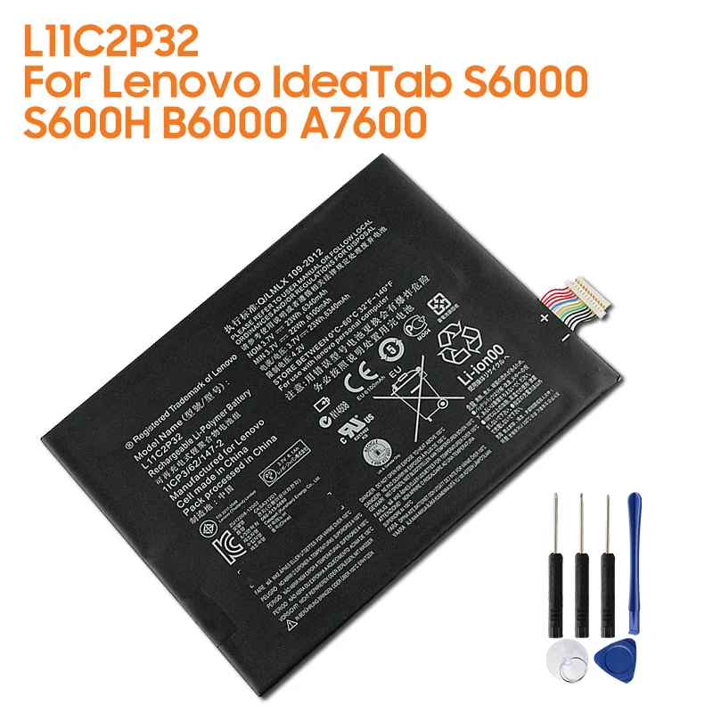 

Сменная батарея L11C2P32 L11C2P31 для Lenovo IdeaTab S6000 B6000 A7600 S600H, перезаряжаемая батарея 6340 мАч