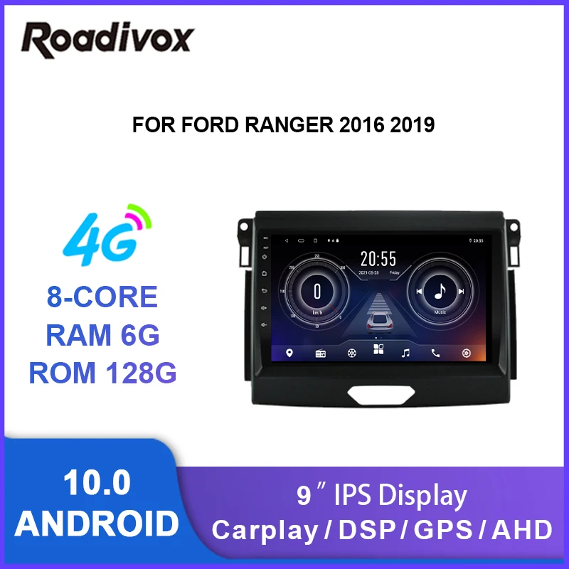 Автомагнитола 9 дюймов android 10 0 видеоплеер с gps-навигацией для Ford Ranger 2016 2019