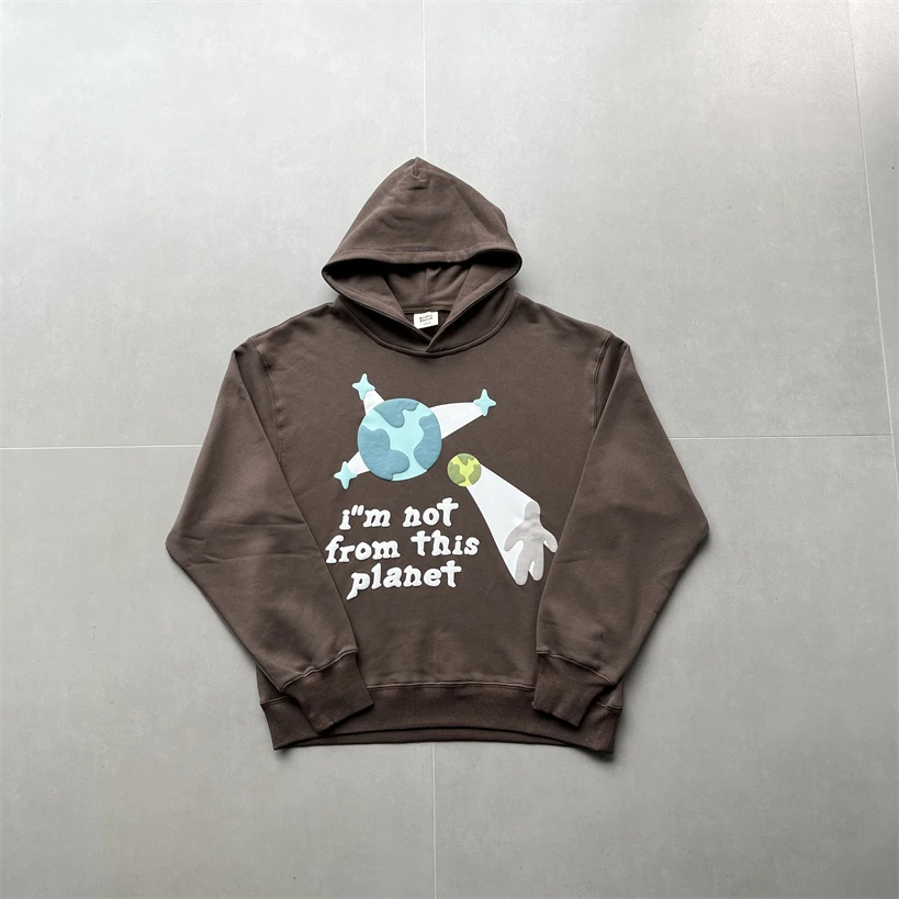 

Street Hip Hop Hoodie Loose Thickened Sweatshirt Couple Morning Running Shirt New Spring and Autumn Brown Earth Long Sleeve