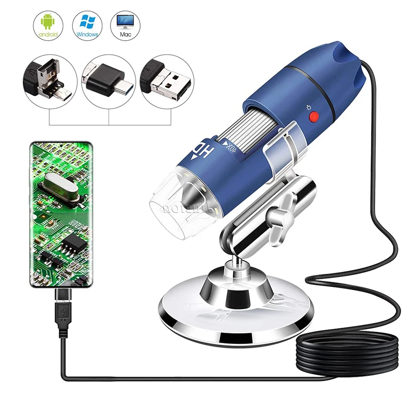 

Цифровой микроскоп 2K HD 2560x1440P USB с увеличением от 40X до 1000X, мини-камера, ручной эндоскоп для OTG, телефонов на Android, ПК, Windows, Mac