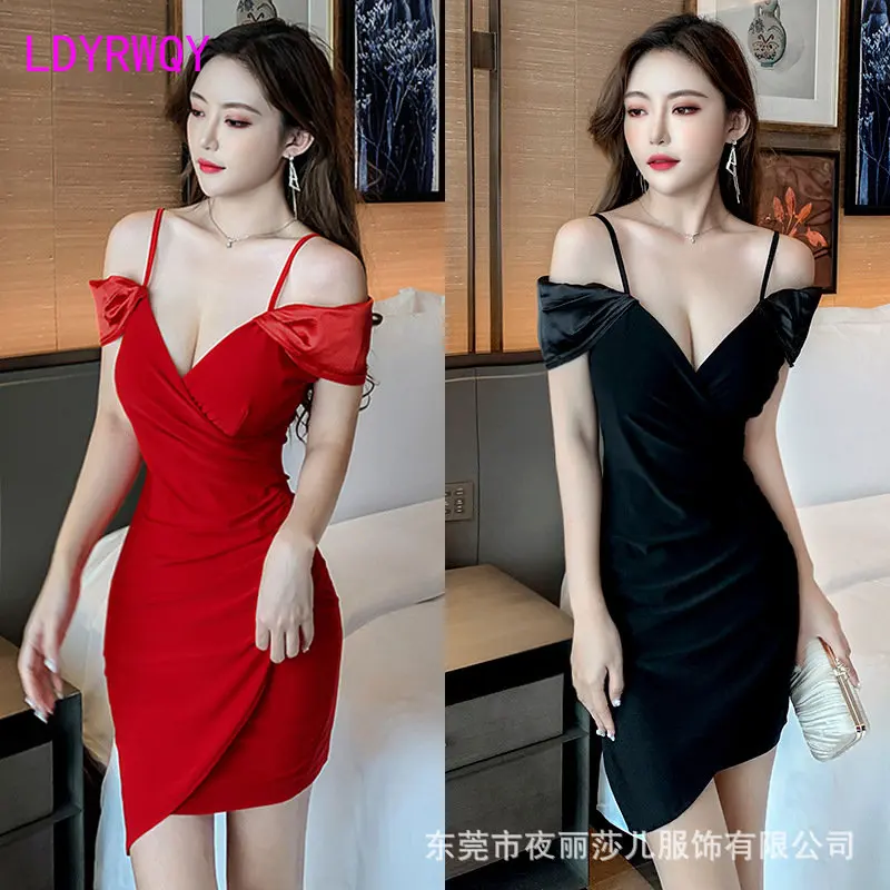 

Night Dress New Style Slim Deep V Hip Wrap Dress Outback Technician Female