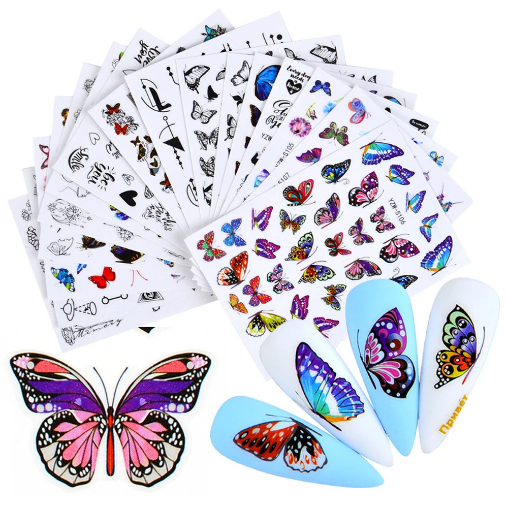 

Butterfly Sticker Manicure Lavender Backband Adhesive Love Nail Sticker Flower Nail Art Supplies Decorations Material Accessorie