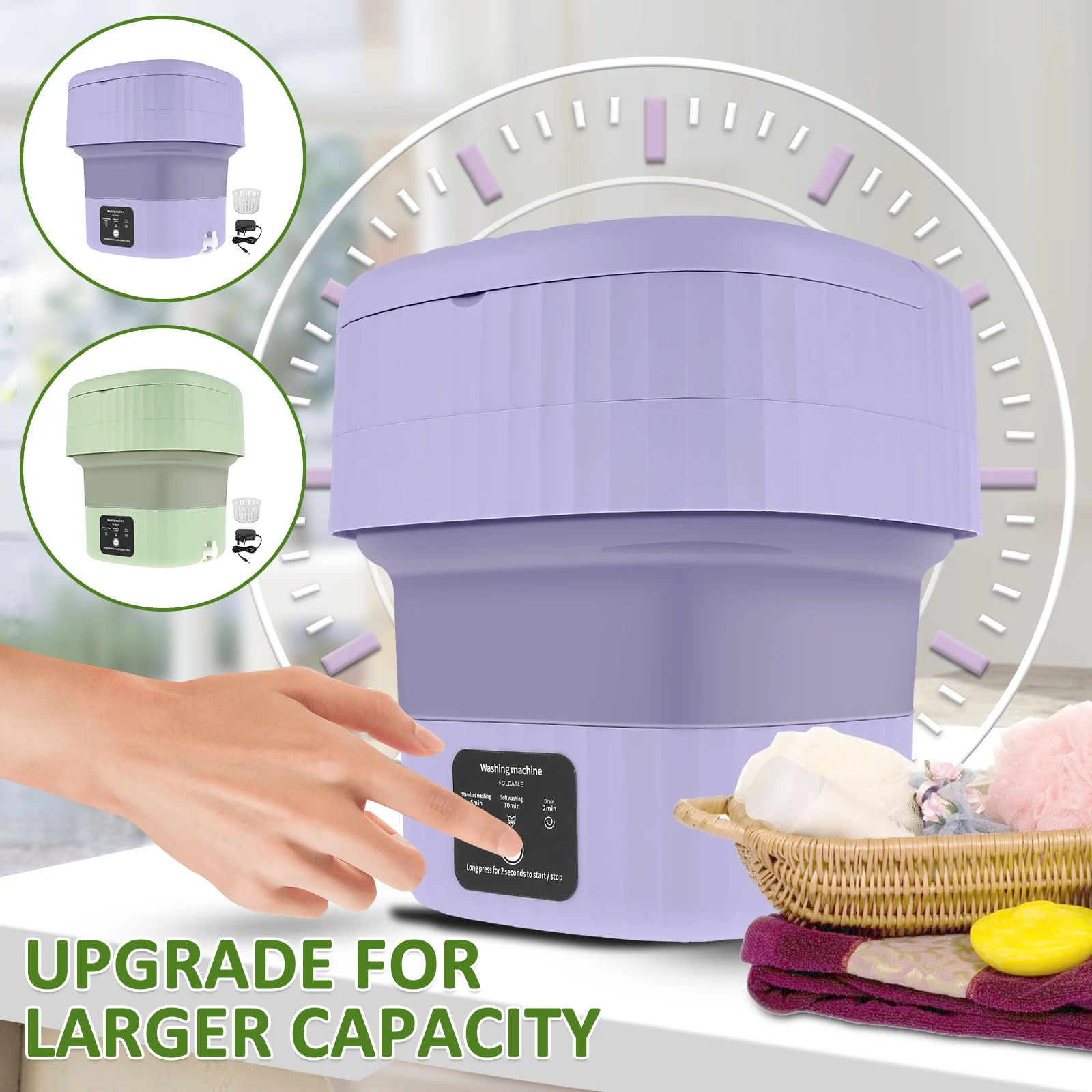 

НОВАЯ Портативная стиральная машина 9 л мини стиральная машина 3 регулируемых режима Складная маленькая стиральная машина Водонепроницаемая мини-стирка