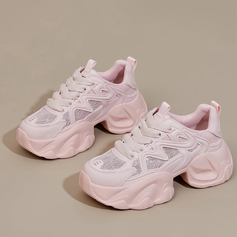 Женские кроссовки из полиуретана Autuspin уличные модные розового цвета сетчатые