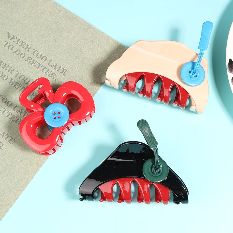 Винтажный винно-красный бант на пуговицах зажим для волос женская заколка