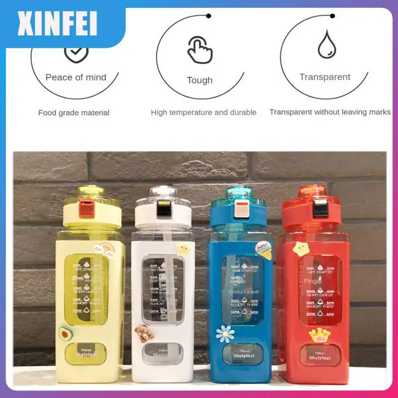 

Children Sports Straw Cup Portable Pp/pc Carrying Cup Student High Beauty Square Cup Water Bottle For Children Female Water Cup