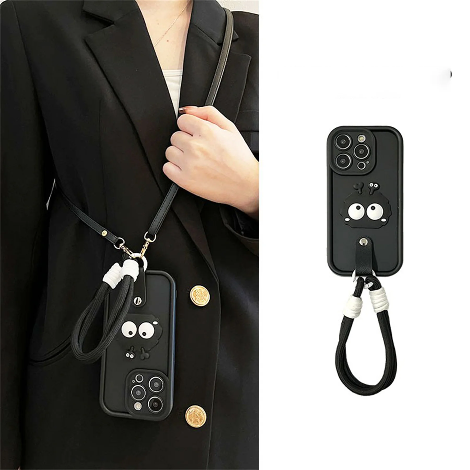 Корейский Роскошный милый кожаный чехол с ремешком через плечо для iPhone 11 12 13 14 15 Pro